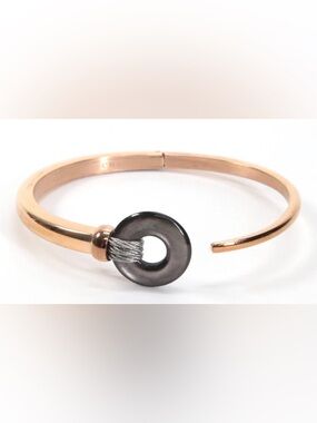 Charriol Gold Plated Steel Black Mother of Pearl Hinged Bangle